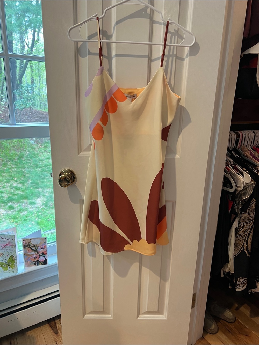 Gianni Bini Cream Dress with Orange Floral Accents